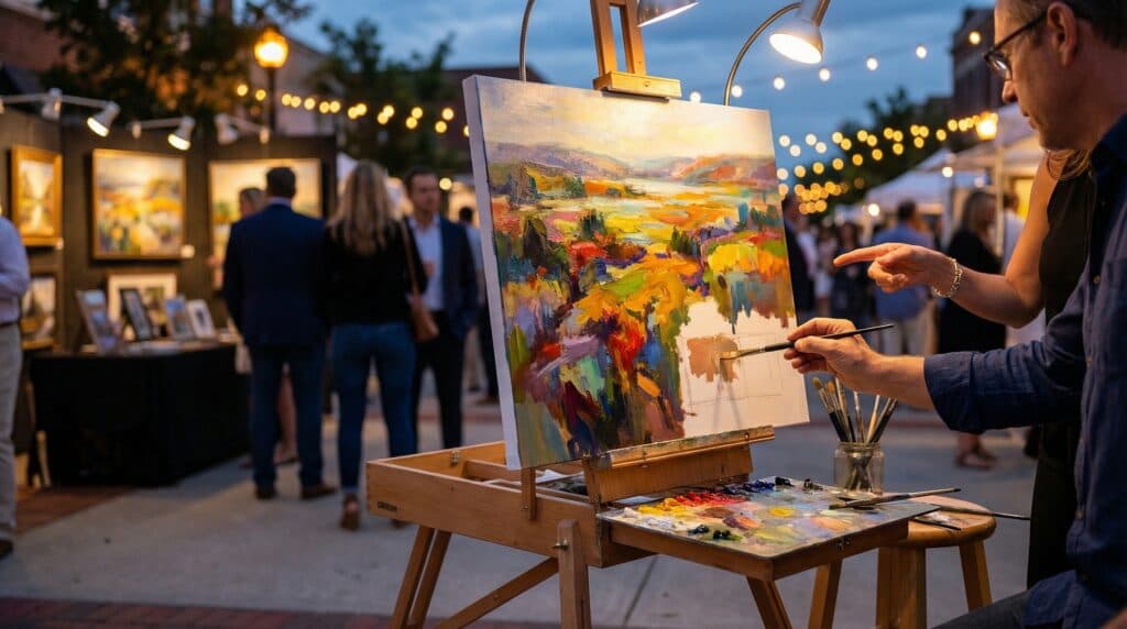 Why Bringing a Three-Quarters Finished Canvas Maximizes Live Art Walk Sales