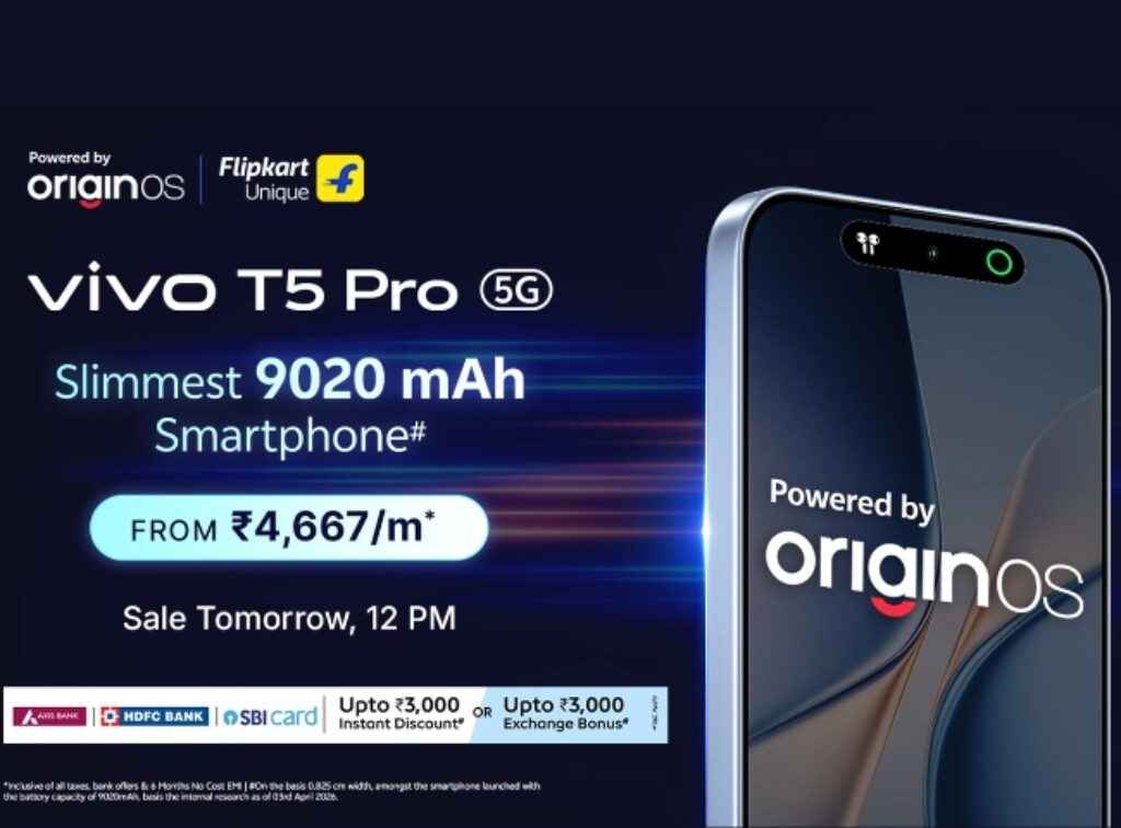 9020mAh বিশাল ব্যাটারি সহ Vivo T5 Pro ফোনের আজ সেল, 2000 টাকা সস্তায় কেনার সুযোগ