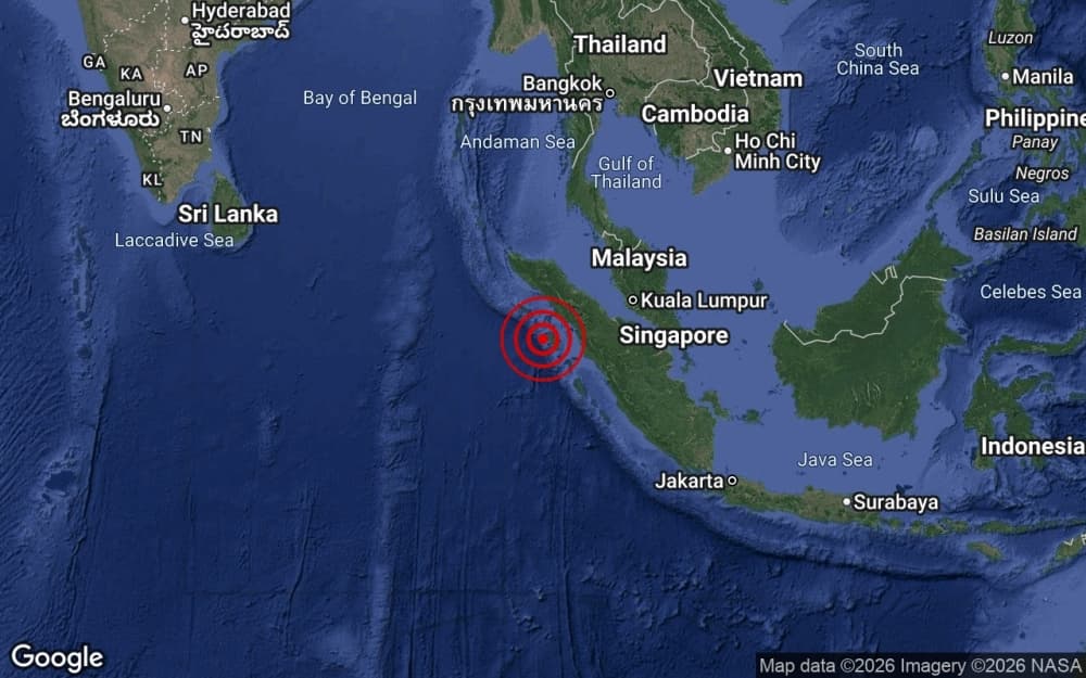 Magnitude 5.9 earthquake strikes northern Sumatra, no tsunami threat to Malaysia