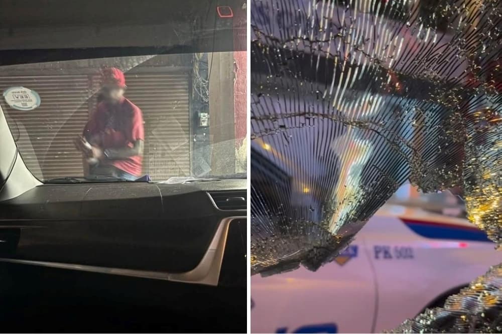 Man arrested after smashing Perodua Bezza window with stone at Ipoh night market