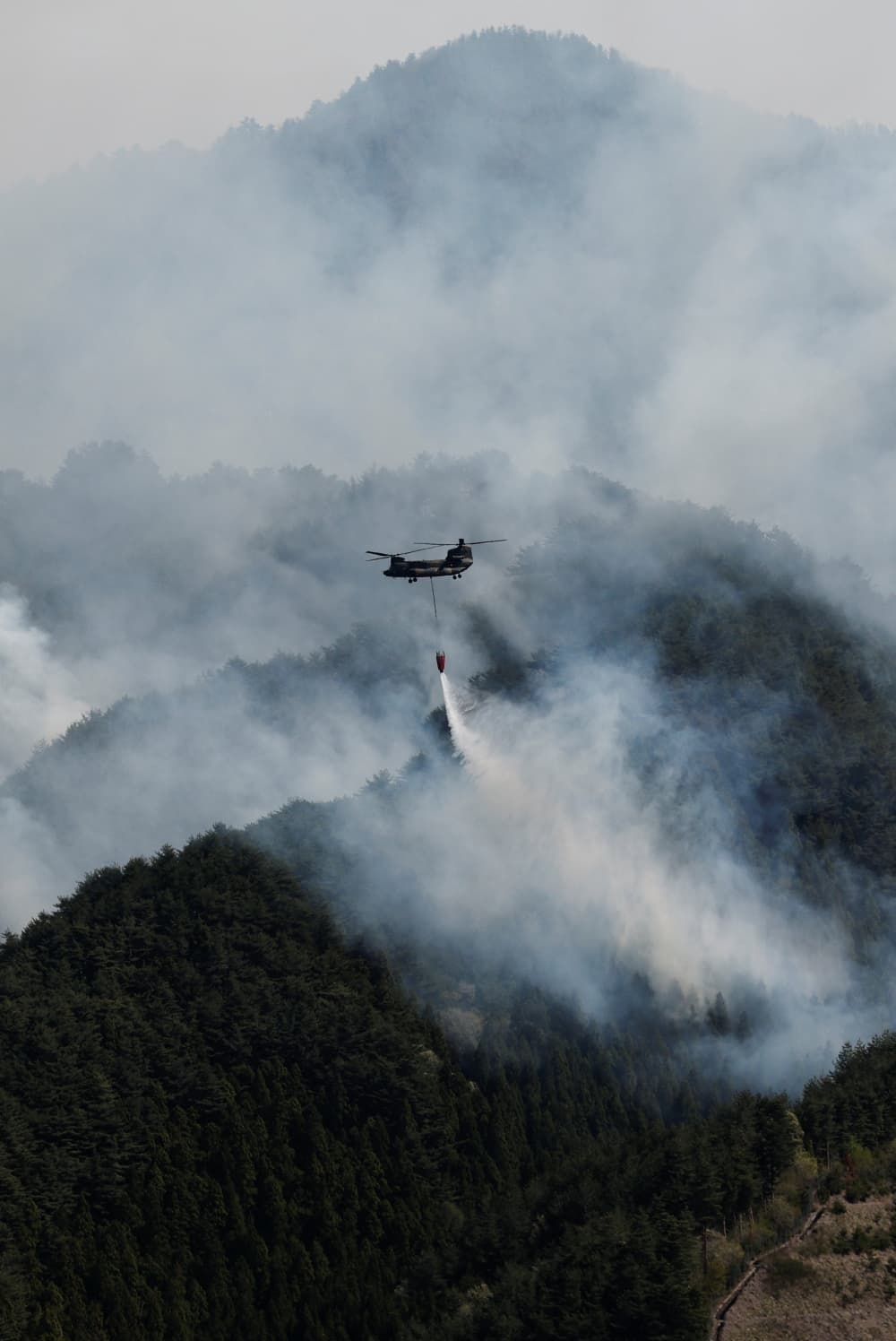Fifth day of mountain blazes forces mass evacuations in Japan’s coastal town of Otsuchi