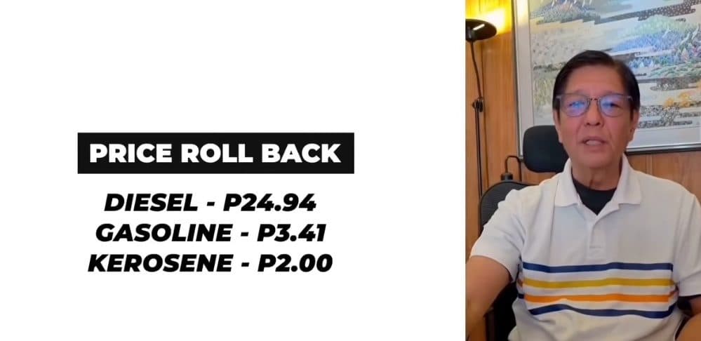 Marcos announces big P24.94 price cut for diesel next week