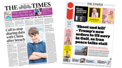 The Papers: 'Stop sharing data with China' and 'Shoot and kill'