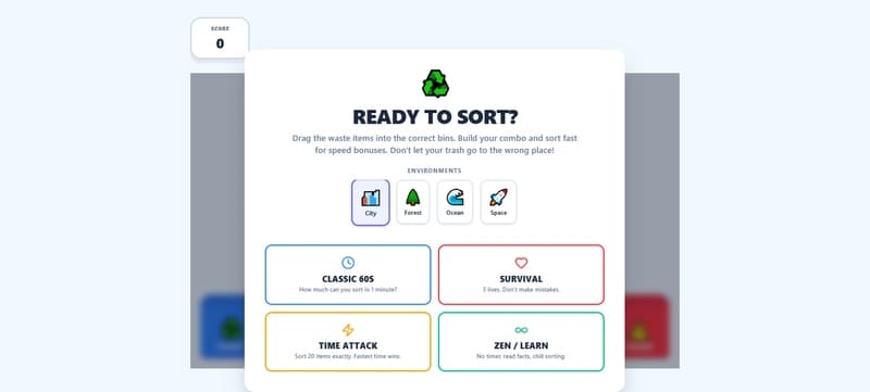 🌍 Earth Day Waste Sorting Challenge - 🏆 Gamified Learning