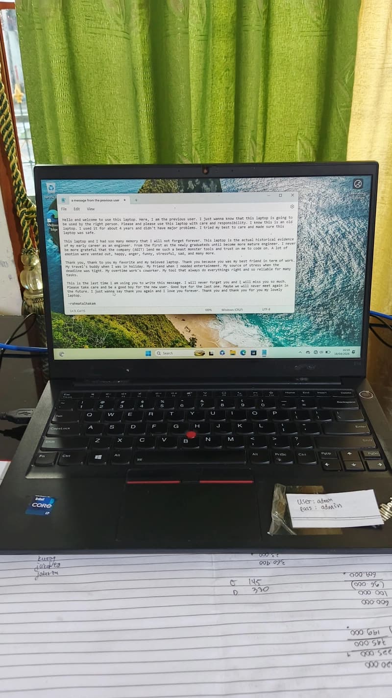 A Message from the Previous Laptop User