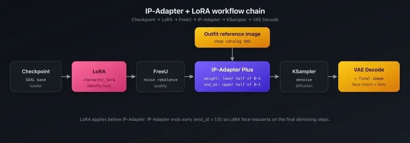 IP-Adapter + LoRA for product catalog rendering β putting shop items on AI characters