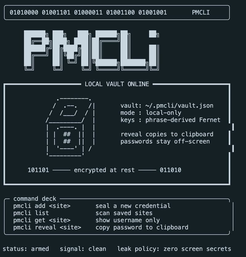 pmcli: local cli for managing those forgetful passwords