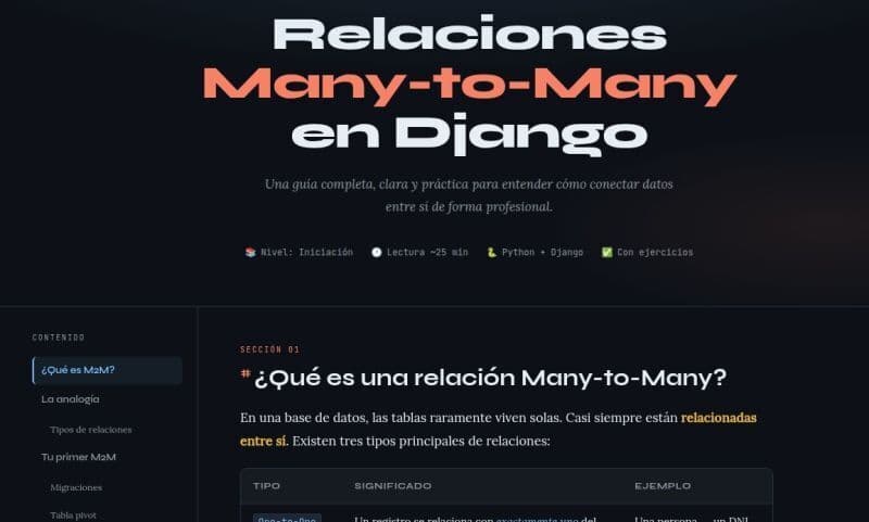 Django: relaciones Muchos a muchos (many to many) entre modelos