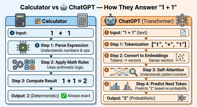 Calculator Never Guesses. But LLM Always Does.