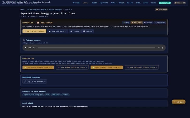 Active Inference, The Learn Arc — Part 25: Session §4.3 — Expected Free Energy, Introduced Concretely