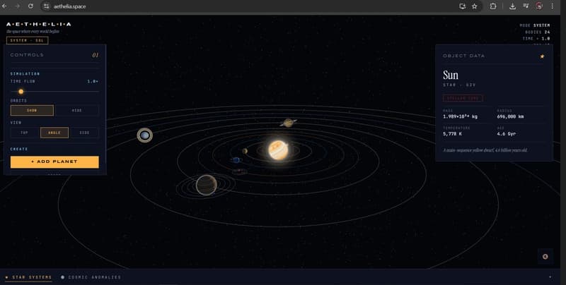 How I built a 3D space simulator in one day with Claude (Three.js + shaders)