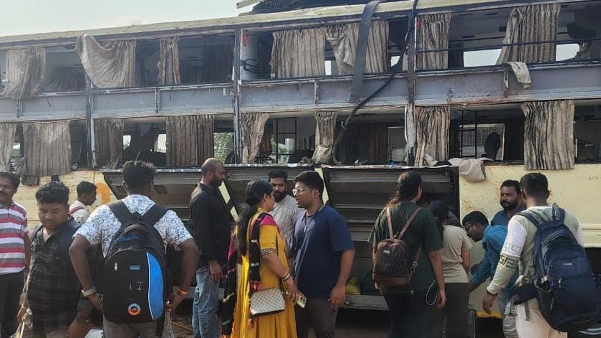 At least 14 passengers injured after a private bus overturns in Anakapalli