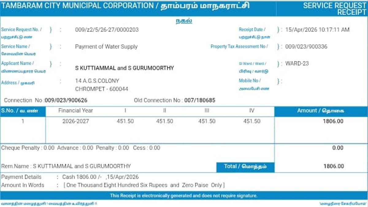 All in a day’s work: Tambaram Corporation rolls back hike of water charge after protest by residents