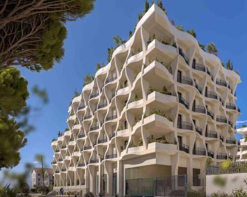 curved shell-like facades enfold montpellier residential units by vincent callebaut