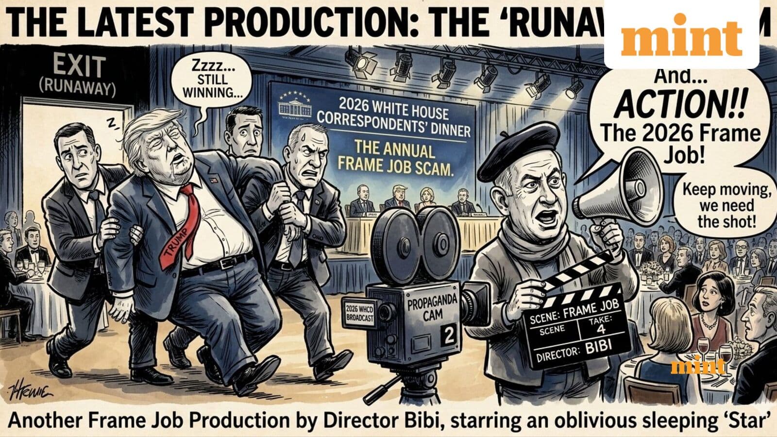 Viral Video: Donald Trump falls as evacuation turns chaotic during White House shooting; social media reacts with memes